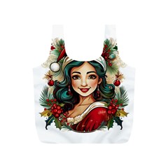 Young Woman With Santa Claus Clothes Isolated Illustration Wb Full Print Recycle Bag (s)