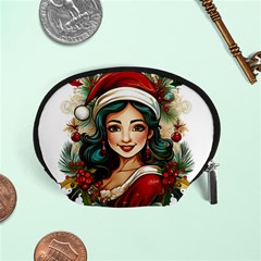 Young Woman With Santa Claus Clothes Isolated Illustration Wb Accessory Pouch (small)