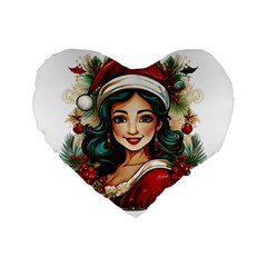 Young Woman With Santa Claus Clothes Isolated Illustration Wb Standard 16  Premium Flano Heart Shape Cushions