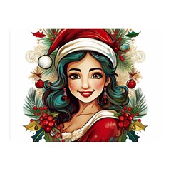 Young Woman With Santa Claus Clothes Isolated Illustration Wb Two Sides Premium Plush Fleece Blanket (mini)