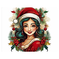 Young Woman With Santa Claus Clothes Isolated Illustration Wb Two Sides Premium Plush Fleece Blanket (teen Size) by dflcprintsclothing