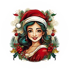 Young Woman With Santa Claus Clothes Isolated Illustration Wb Wooden Bottle Opener (round)