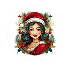 Young Woman With Santa Claus Clothes Isolated Illustration Wb Mini Round Pill Box (pack Of 3)