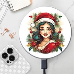 Young Woman With Santa Claus Clothes Isolated Illustration Wb Wireless Fast Charger(white)