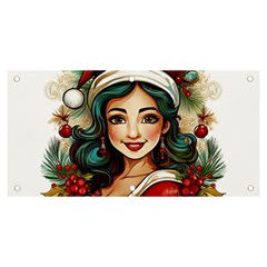 Young Woman With Santa Claus Clothes Isolated Illustration Wb Banner And Sign 6  X 3  by dflcprintsclothing