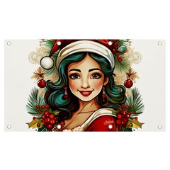 Young Woman With Santa Claus Clothes Isolated Illustration Wb Banner And Sign 7  X 4  by dflcprintsclothing