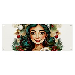 Young Woman With Santa Claus Clothes Isolated Illustration Wb Banner And Sign 8  X 3  by dflcprintsclothing