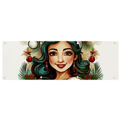 Young Woman With Santa Claus Clothes Isolated Illustration Wb Banner And Sign 9  X 3  by dflcprintsclothing