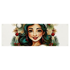 Young Woman With Santa Claus Clothes Isolated Illustration Wb Banner And Sign 12  X 4  by dflcprintsclothing