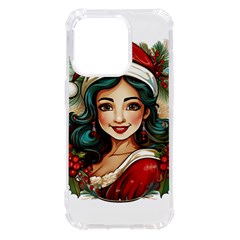 Young Woman With Santa Claus Clothes Isolated Illustration Wb Iphone 14 Pro Tpu Uv Print Case