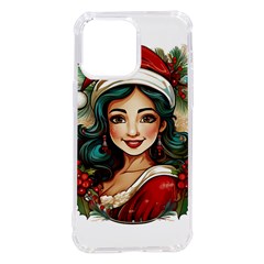 Young Woman With Santa Claus Clothes Isolated Illustration Wb Iphone 14 Pro Max Tpu Uv Print Case