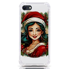 Young Woman With Santa Claus Clothes Isolated Illustration Wb Iphone Se by dflcprintsclothing