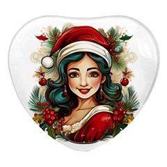 Young Woman With Santa Claus Clothes Isolated Illustration Wb Heart Glass Fridge Magnet (4 Pack) by dflcprintsclothing