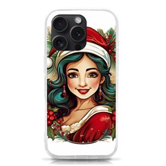 Young Woman With Santa Claus Clothes Isolated Illustration Wb Iphone 15 Pro Tpu Uv Print Case by dflcprintsclothing