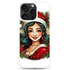 Young Woman With Santa Claus Clothes Isolated Illustration Wb Iphone 15 Pro Max Tpu Uv Print Case by dflcprintsclothing