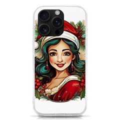 Young Woman With Santa Claus Clothes Isolated Illustration Wb Iphone 16 Pro Tpu Uv Print Case by dflcprintsclothing