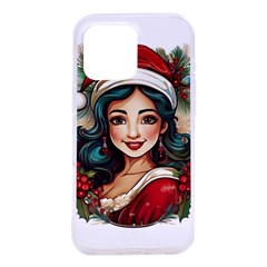 Young Woman With Santa Claus Clothes Isolated Illustration Wb Iphone 16 Pro Max Tpu Uv Print Case by dflcprintsclothing