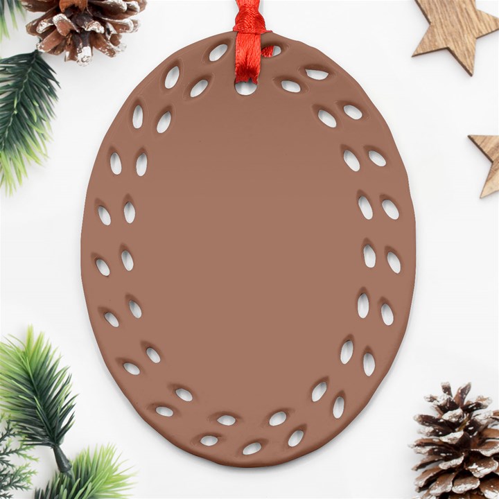 Mocha Mousse Hex Code #a47864 Ornament (Oval Filigree)