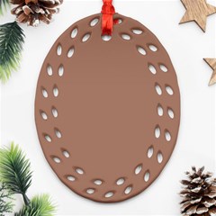 Mocha Mousse Hex Code #a47864 Oval Filigree Ornament (two Sides) by dressshop