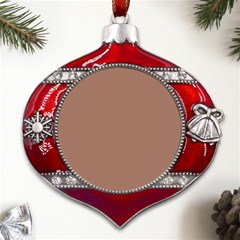 Mocha Mousse Hex Code #a47864 Metal Snowflake And Bell Red Ornament by dressshop