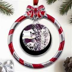 Marina Paper Cut Metal Red Ribbon Round Ornament