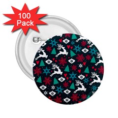 Holiday Season Pattern December Happy Holidays Merry Christmas Winter Family Festive New Year 2 25  Buttons (100 Pack) 