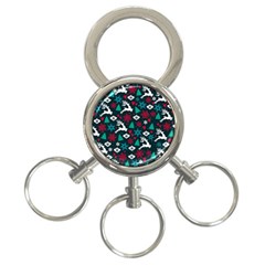 Holiday Season Pattern December Happy Holidays Merry Christmas Winter Family Festive New Year 3-ring Key Chain