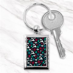 Holiday Season Pattern December Happy Holidays Merry Christmas Winter Family Festive New Year Key Chain (rectangle)