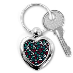 Holiday Season Pattern December Happy Holidays Merry Christmas Winter Family Festive New Year Key Chain (heart)