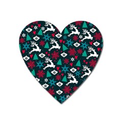 Holiday Season Pattern December Happy Holidays Merry Christmas Winter Family Festive New Year Heart Magnet by Maspions