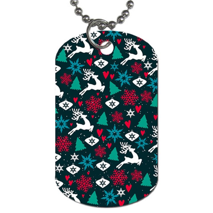 Holiday Season Pattern December Happy Holidays Merry Christmas Winter Family Festive New Year Dog Tag (Two Sides)