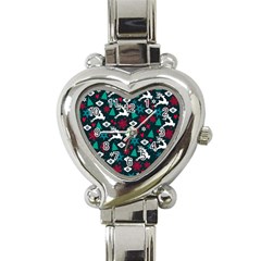 Holiday Season Pattern December Happy Holidays Merry Christmas Winter Family Festive New Year Heart Italian Charm Watch by Maspions