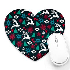 Holiday Season Pattern December Happy Holidays Merry Christmas Winter Family Festive New Year Heart Mousepad by Maspions