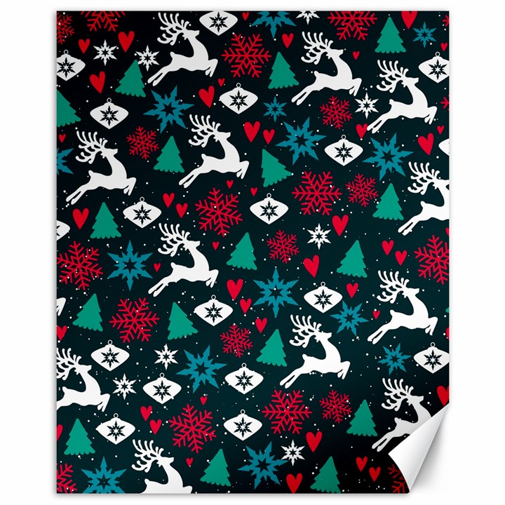 Holiday Season Pattern December Happy Holidays Merry Christmas Winter Family Festive New Year Canvas 11  x 14 