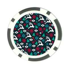 Holiday Season Pattern December Happy Holidays Merry Christmas Winter Family Festive New Year Poker Chip Card Guard (10 Pack)