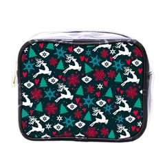 Holiday Season Pattern December Happy Holidays Merry Christmas Winter Family Festive New Year Mini Toiletries Bag (one Side)