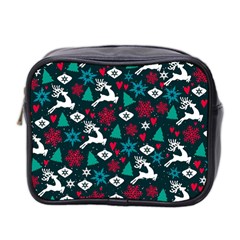 Holiday Season Pattern December Happy Holidays Merry Christmas Winter Family Festive New Year Mini Toiletries Bag (two Sides)