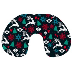 Holiday Season Pattern December Happy Holidays Merry Christmas Winter Family Festive New Year Travel Neck Pillow