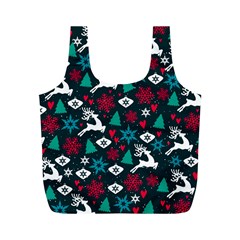 Holiday Season Pattern December Happy Holidays Merry Christmas Winter Family Festive New Year Full Print Recycle Bag (m) by Maspions