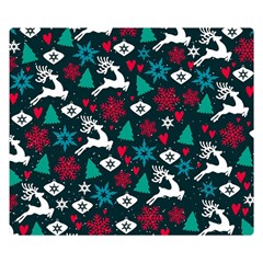 Holiday Season Pattern December Happy Holidays Merry Christmas Winter Family Festive New Year Two Sides Premium Plush Fleece Blanket (kids Size)