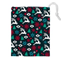 Holiday Season Pattern December Happy Holidays Merry Christmas Winter Family Festive New Year Drawstring Pouch (5xl)