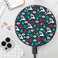 Holiday Season Pattern December Happy Holidays Merry Christmas Winter Family Festive New Year Wireless Fast Charger(black)