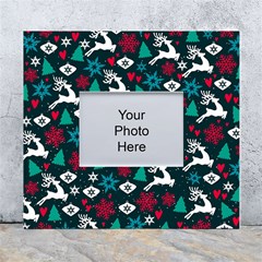 Holiday Season Pattern December Happy Holidays Merry Christmas Winter Family Festive New Year White Wall Photo Frame 5  X 7 