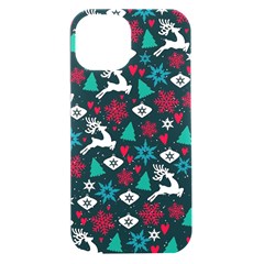 Holiday Season Pattern December Happy Holidays Merry Christmas Winter Family Festive New Year Iphone 15 Plus Black Uv Print Pc Hardshell Case