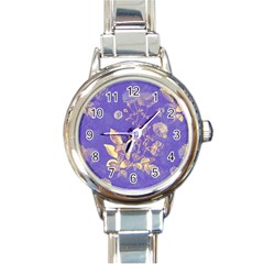 Flower Petal Bouquet Stem Floral Pattern Round Italian Charm Watch