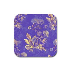 Flower Petal Bouquet Stem Floral Pattern Rubber Square Coaster (4 Pack)