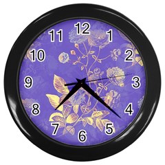 Flower Petal Bouquet Stem Floral Pattern Wall Clock (black)