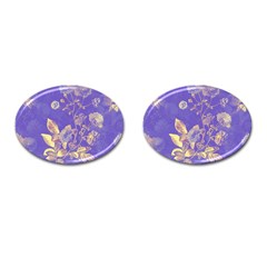 Flower Petal Bouquet Stem Floral Pattern Cufflinks (oval)