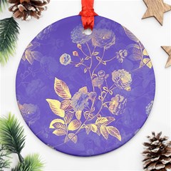 Flower Petal Bouquet Stem Floral Pattern Round Ornament (two Sides) by Maspions