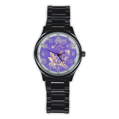 Flower Petal Bouquet Stem Floral Pattern Stainless Steel Round Watch